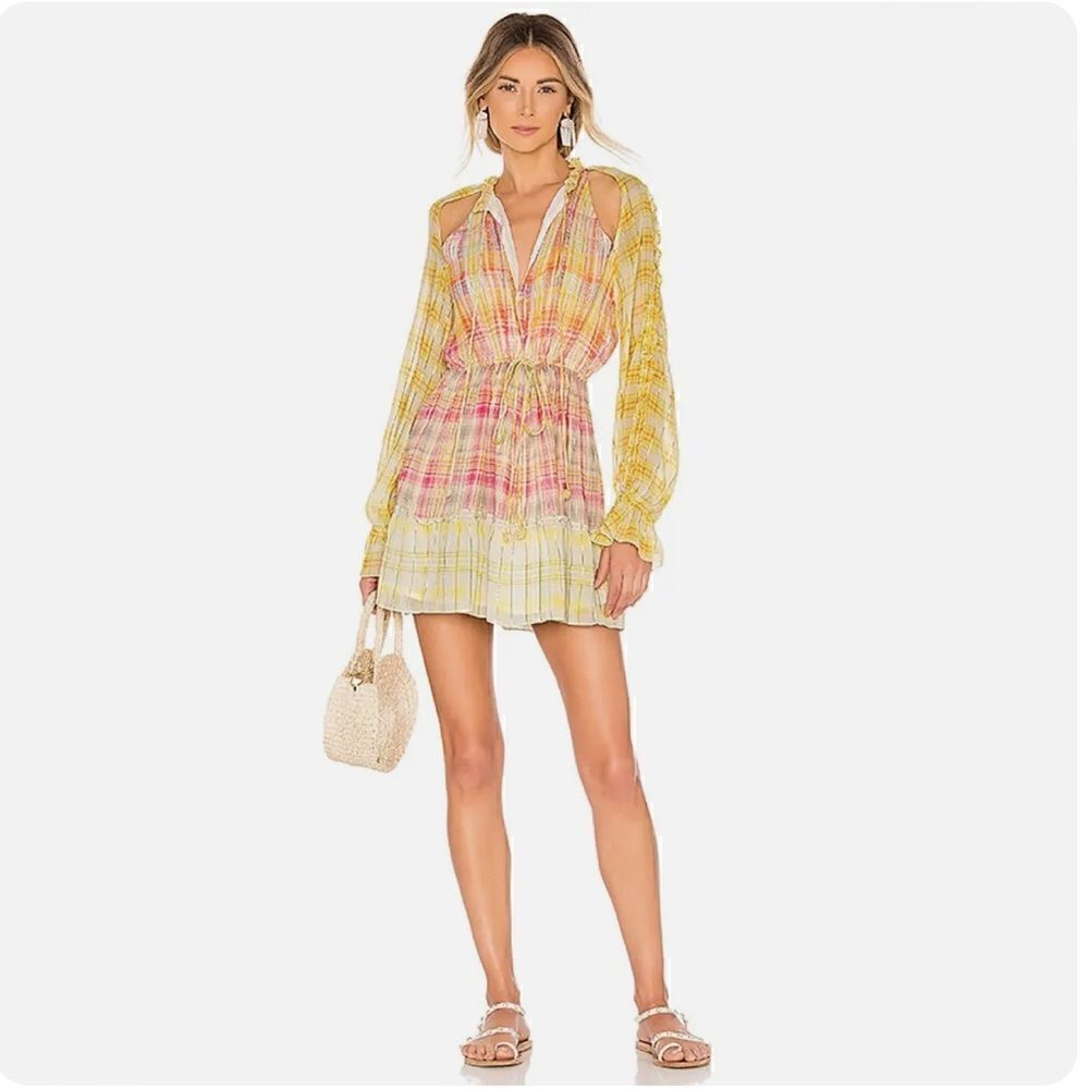 Hemant and Nandita NWT Thick and Thin Striped Dress Yellow, Pink, Orange, White